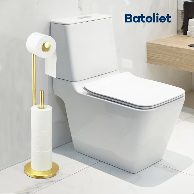 Batoliet Toilet Paper Holder Stand,Toilet Paper Holder Free Standing,Toilet Paper Roll Holder for 4 Rolls,Gold Bathroom Toilet Paper Holder with Storage - Image 4